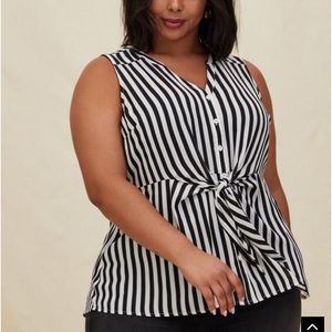 Torrid Peplum Georgette Button-Front Tie-Front Blouse